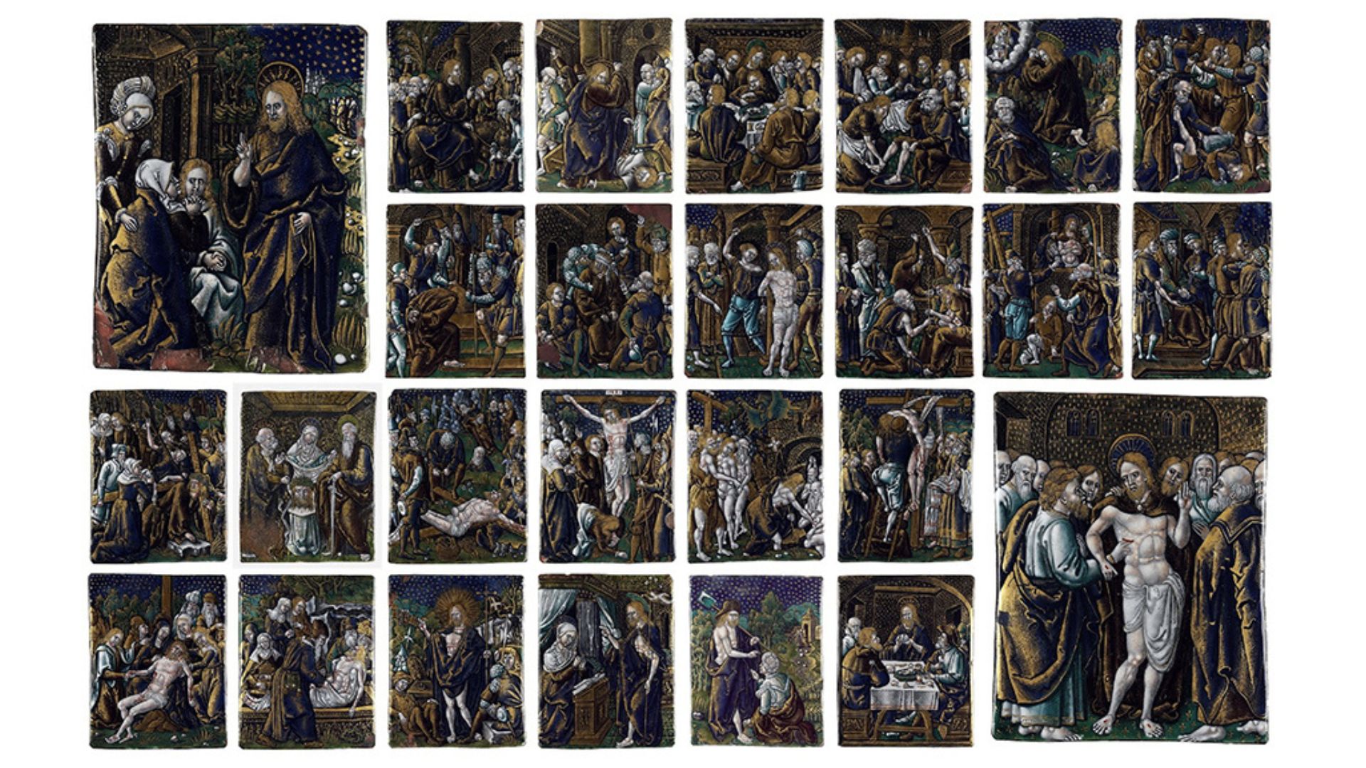 Série de 26 Placas em esmalte com cenas da Paixão de Cristo